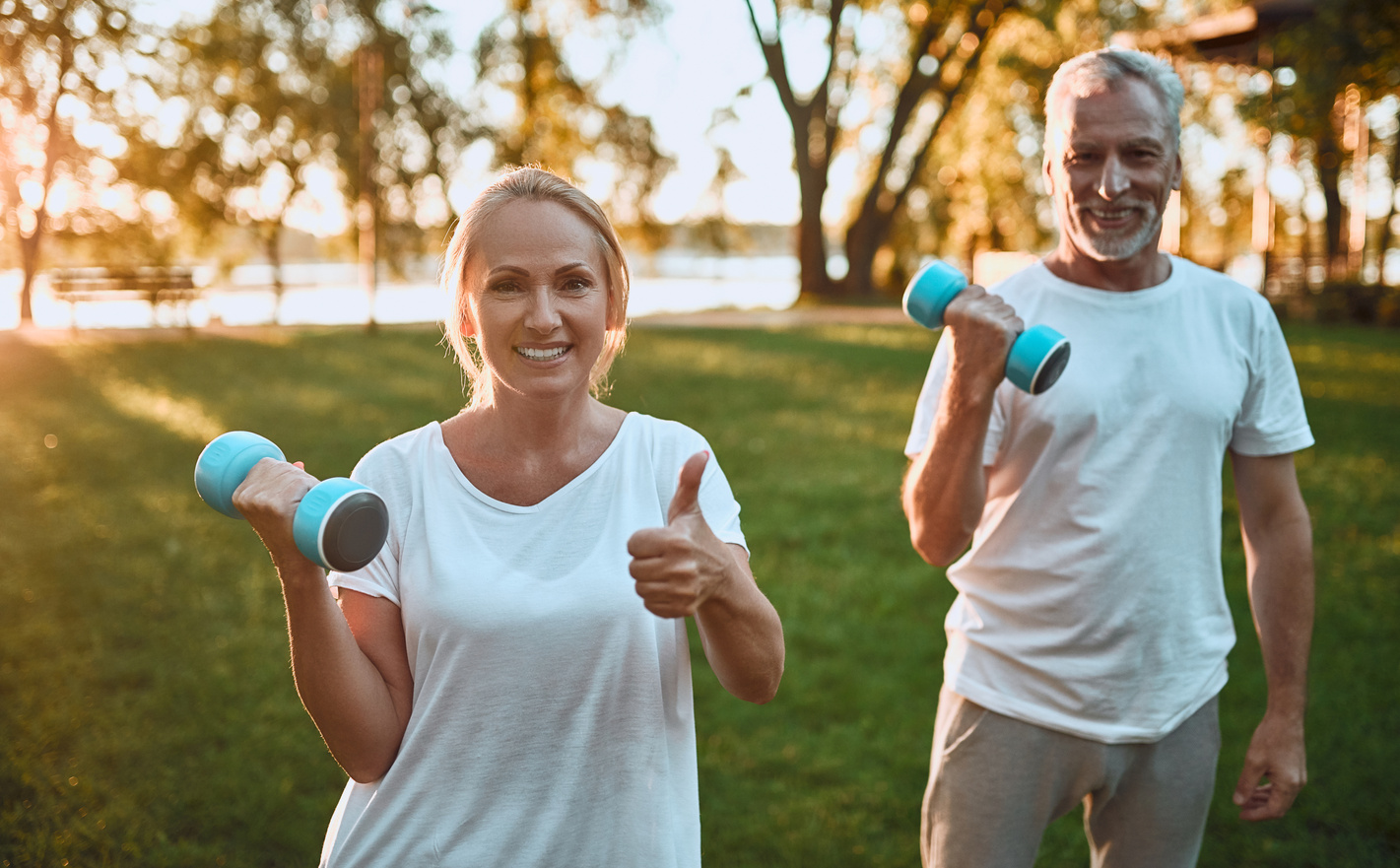 Senior couple doing sport outdoors