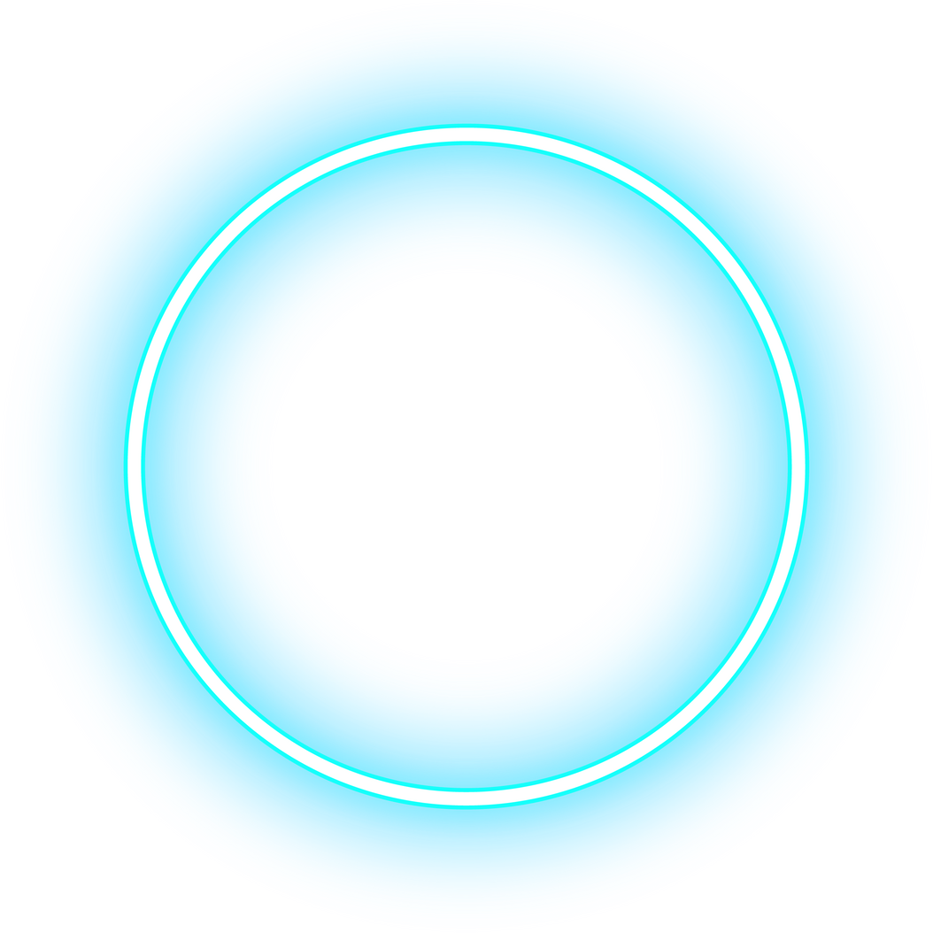 Neon circle ring glowing in blue light