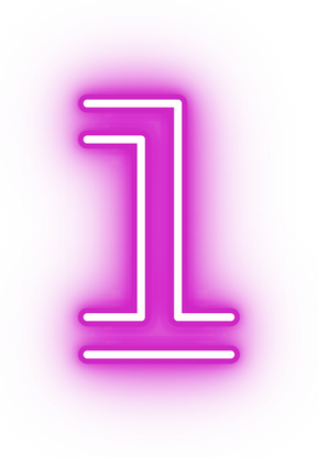 Neon pink number one icon