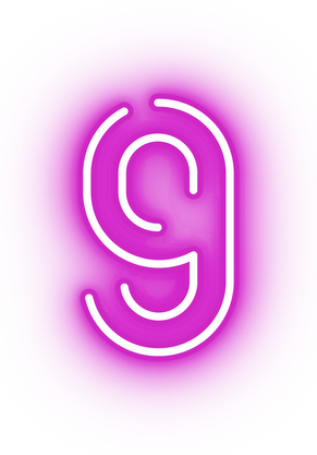 Neon pink number nine icon