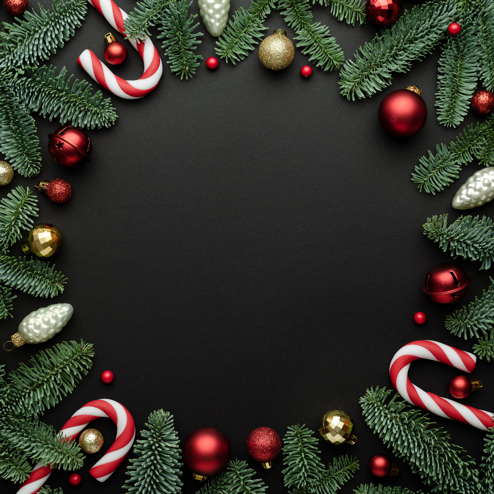 Black Christmas Background  with Copy Space